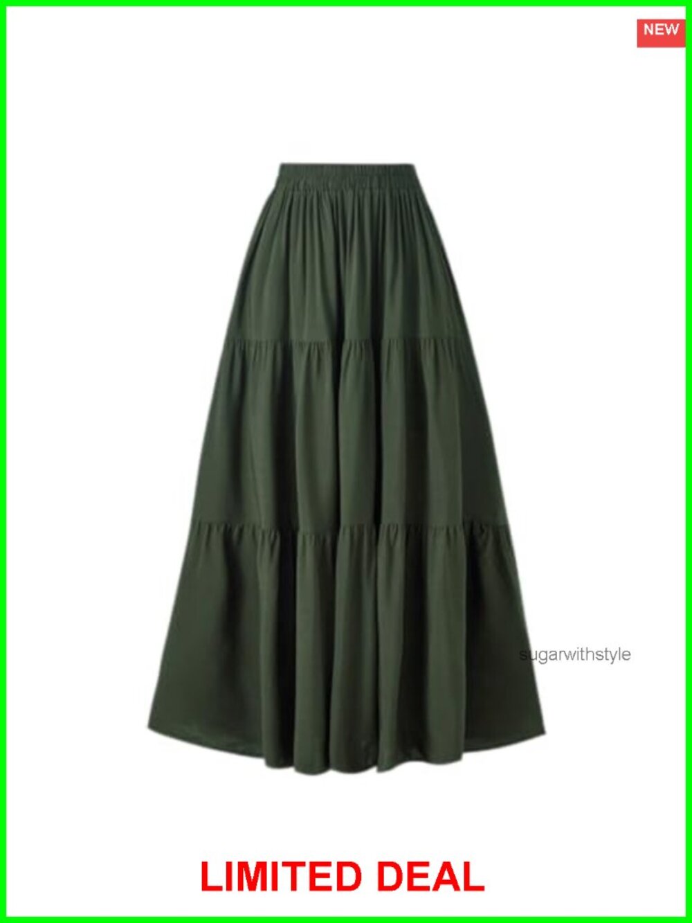 Women's Flowy Tiered Maxi Skirt with Pockets High Waist A-Line Renaissance